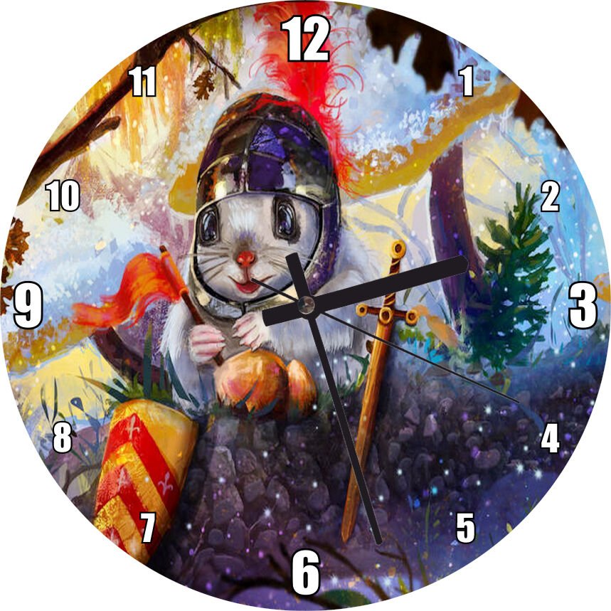 Fantastik Şövalye Tavşan Görseli Mdf Ahşap Duvar Saati