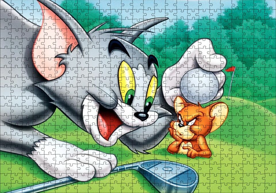 Tom Ve Jerry Golf Sahası Puzzle Yapboz MDF Ahşap 500 Parça 49 cm X 68 cm