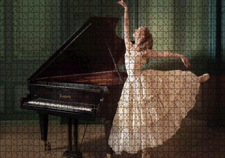 Piyano ve Balerin Puzzle Yapboz MDF Ahşap 1000 Parça 49 cm X 68 cm