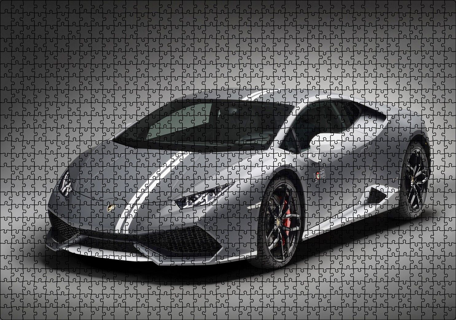 Lamborghini Huracan LP 610 Gri Puzzle Yapboz MDF Ahşap 1000 Parça 49 cm X 68 cm