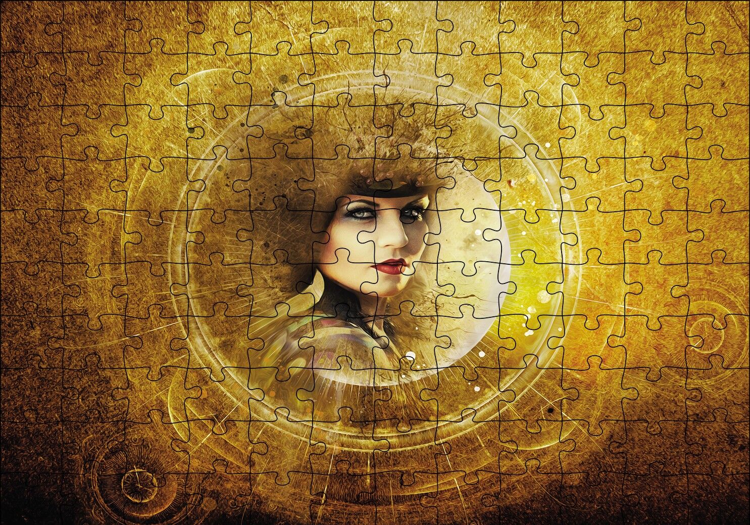 Gotik Fantezi Karanlık Steampunk Portre Puzzle Yapboz MDF Ahşap