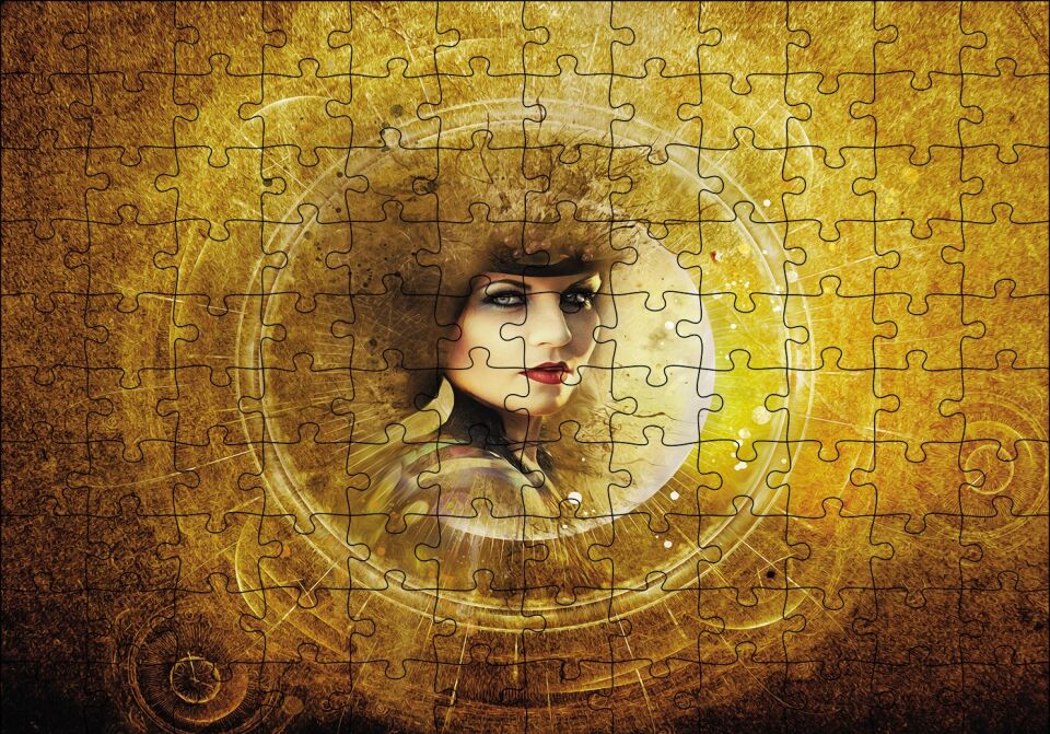 Gotik Fantezi Karanlık Steampunk Portre Puzzle Yapboz MDF Ahşap