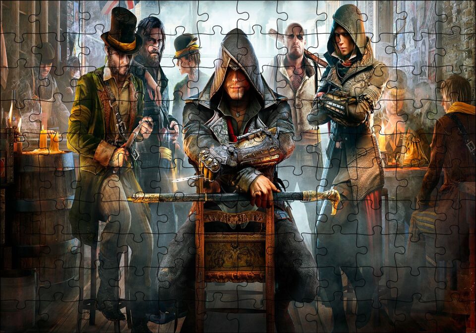 Assassins Creed Eski Meyhanede Bir Sahne Puzzle Yapboz MDF Ahşap 120 Parça 24 cm X 34 cm