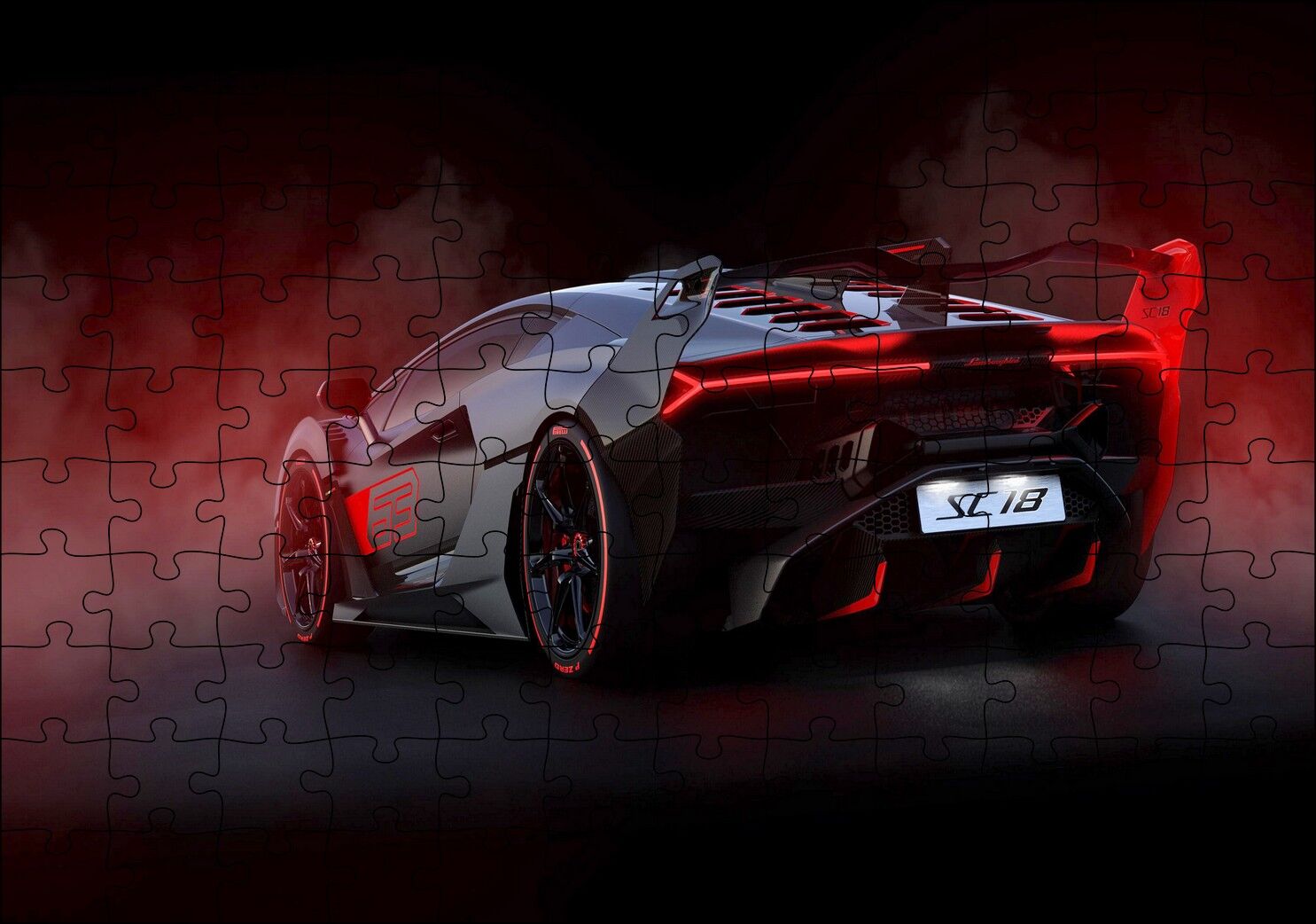 Lamborghini SCK Arkadan Görünüş Puzzle Yapboz MDF Ahşap 120 Parça 24 cm X 34 cm