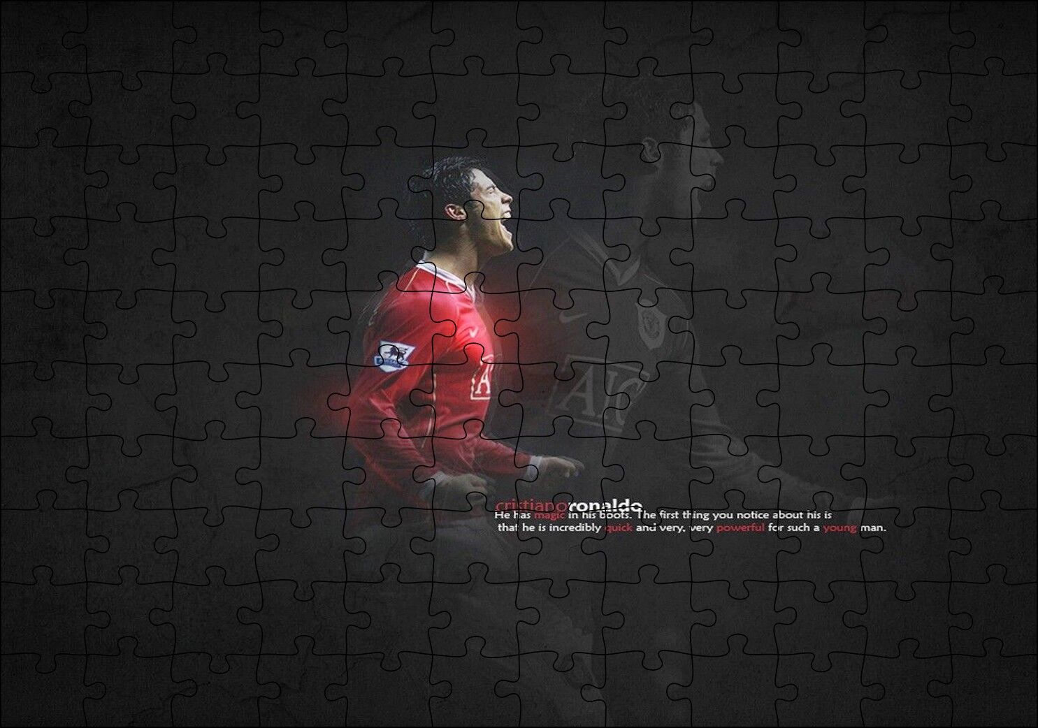 Cristiano Ronaldo Şeffaf Yansıma Arka Plan Puzzle Yapboz MDF Ahşap 120 Parça 24 cm X 34 cm