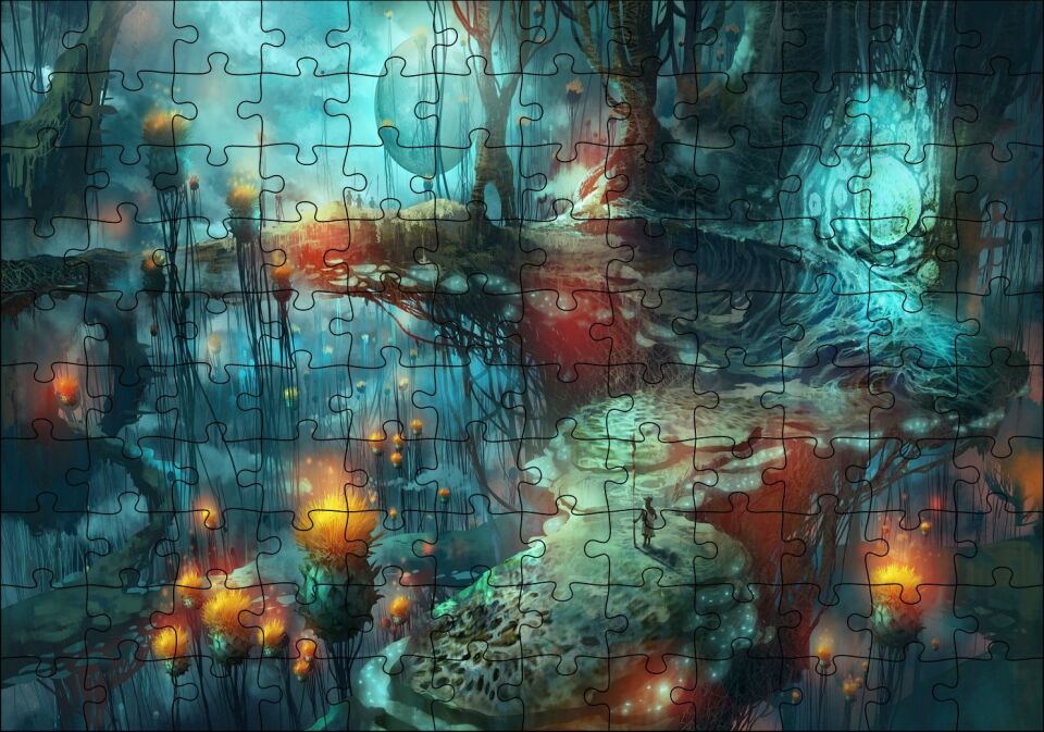 Fantezi Resim Sanatı Doğa Görseli Puzzle Yapboz MDF Ahşap 120 Parça 24 cm X 34 cm