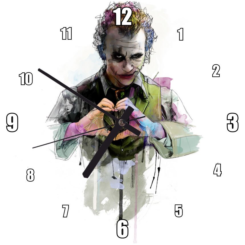 Joker Eli İle Kalp Yapmış Mdf Ahşap Duvar Saati 50 cm Çap