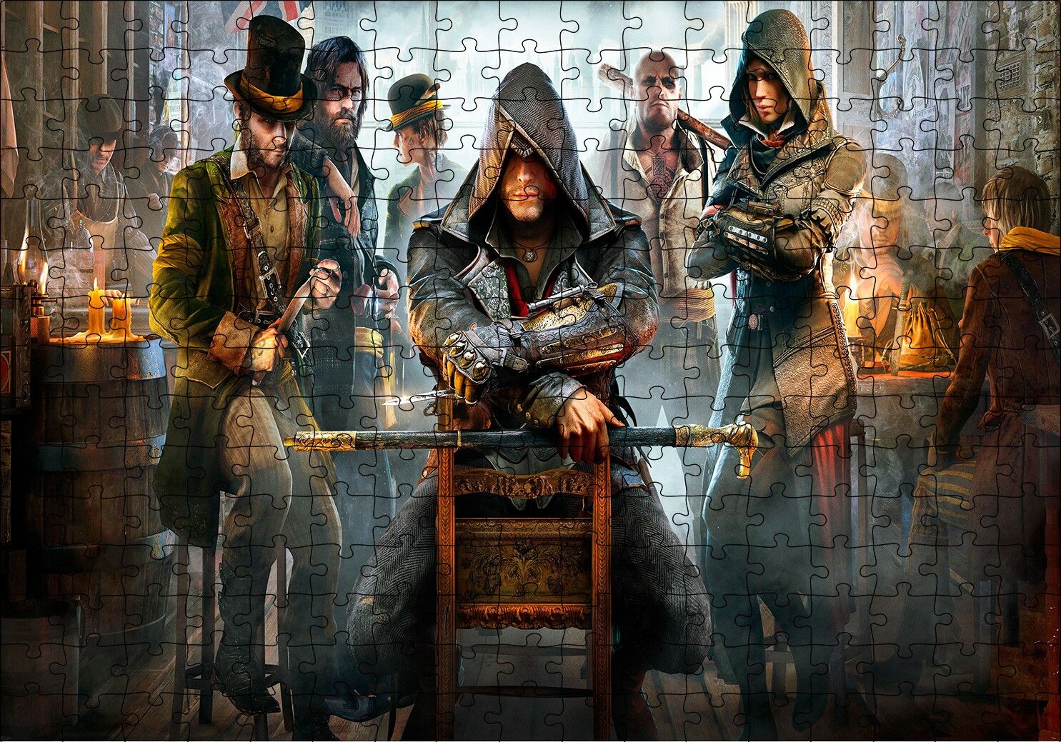 Assassins Creed Eski Meyhanede Bir Sahne Puzzle Yapboz MDF Ahşap 255 Parça 34 cm X 49 cm