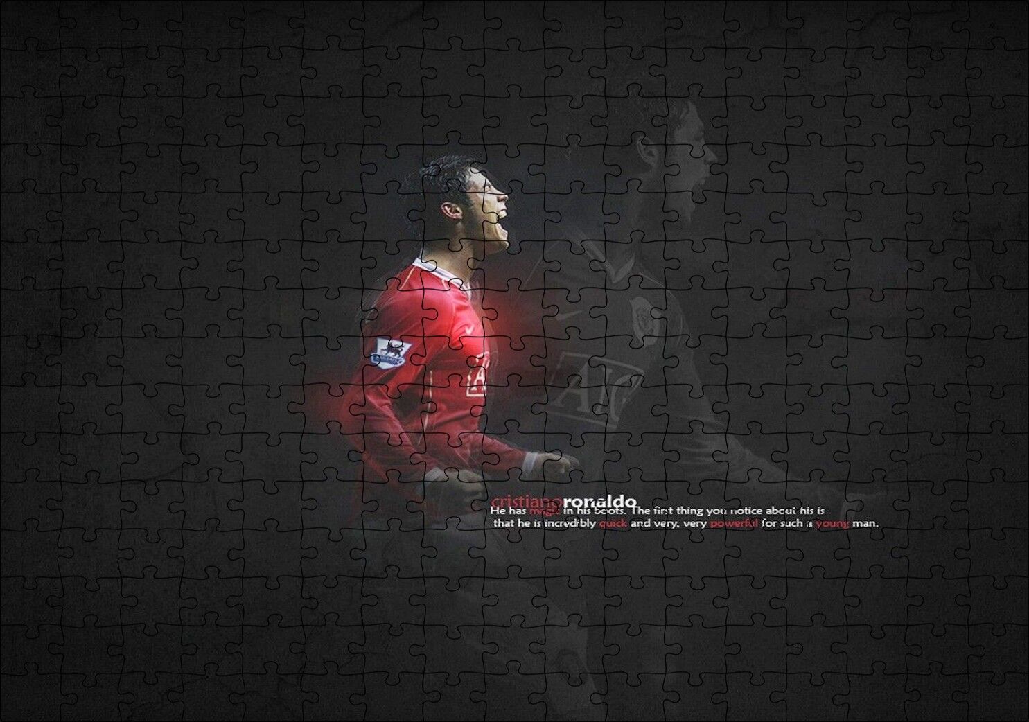 Cristiano Ronaldo Şeffaf Yansıma Arka Plan Puzzle Yapboz MDF Ahşap 255 Parça 34 cm X 49 cm
