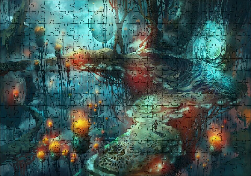 Fantezi Resim Sanatı Doğa Görseli Puzzle Yapboz MDF Ahşap 255 Parça 34 cm X 49 cm