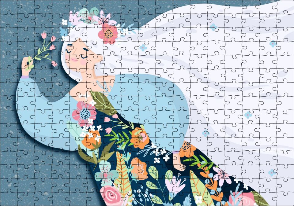 Uluslararası Kadınlar Günü Görseli Çizim Puzzle Yapboz MDF Ahşap 255 Parça 34 cm X 49 cm
