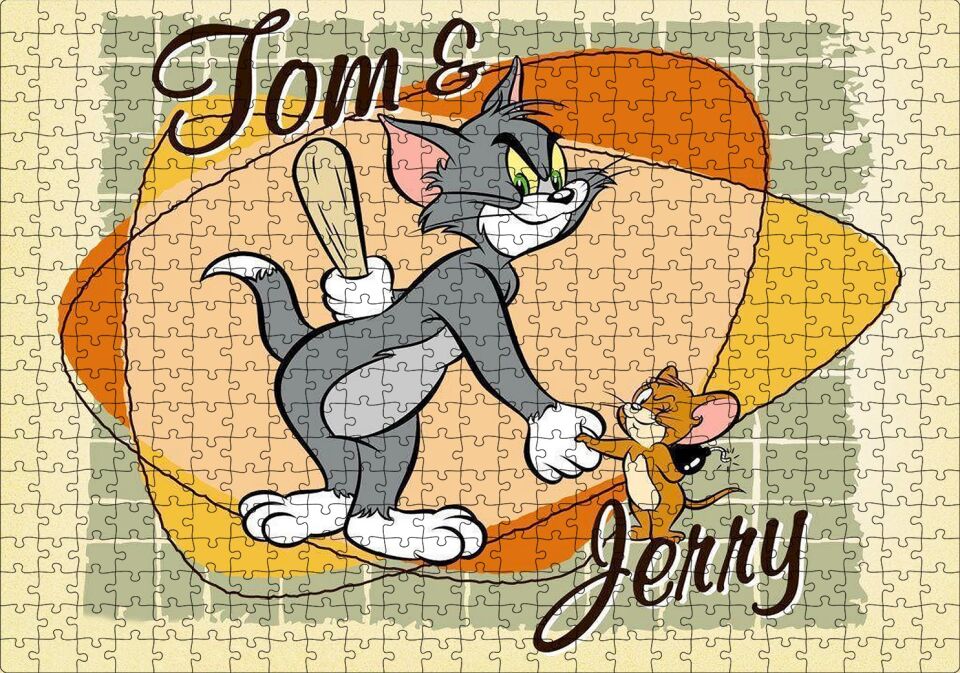 Tom Ve Jerry Sopa Ve Dinamit Puzzle Yapboz MDF Ahşap 500 Parça 49 cm X 68 cm