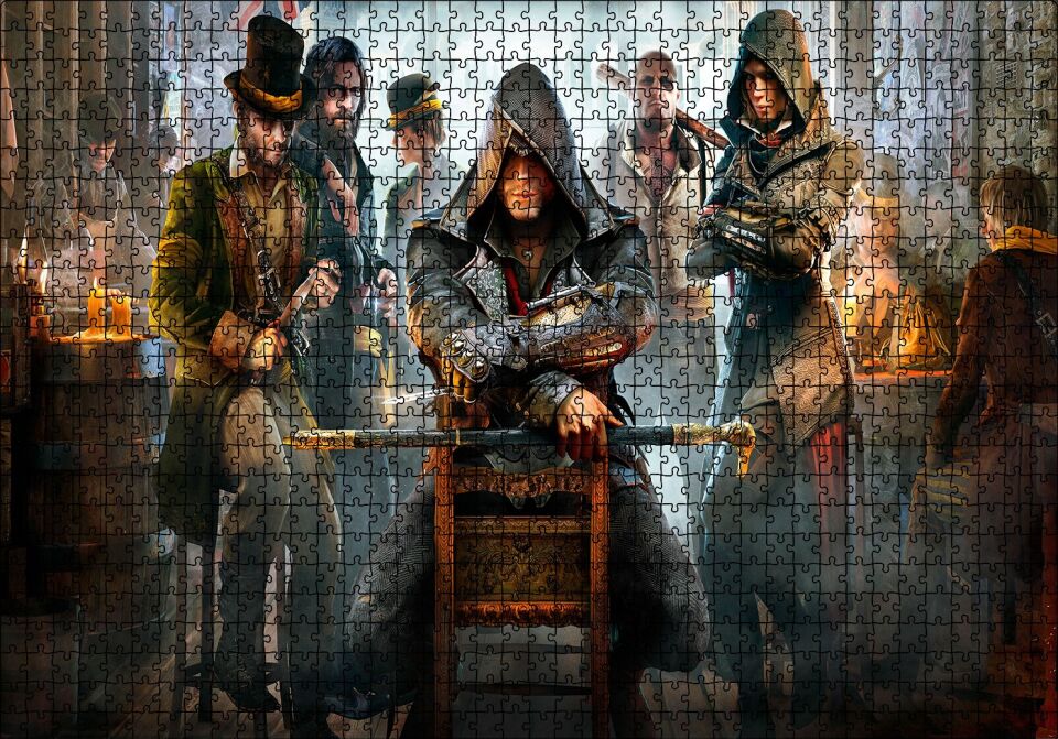 Assassins Creed Eski Meyhanede Bir Sahne Puzzle Yapboz MDF Ahşap 1000 Parça 49 cm X 68 cm