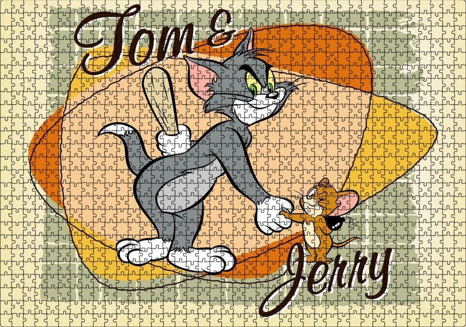 Tom Ve Jerry Sopa Ve Dinamit Puzzle Yapboz MDF Ahşap 1000 Parça 49 cm X 68 cm