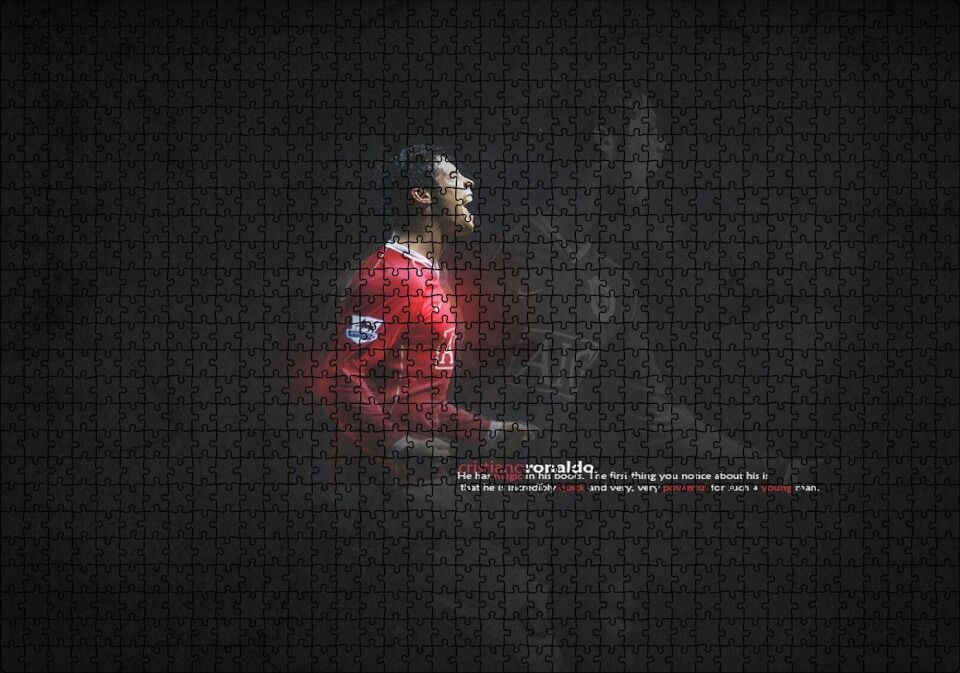 Cristiano Ronaldo Şeffaf Yansıma Arka Plan Puzzle Yapboz MDF Ahşap 1000 Parça 49 cm X 68 cm