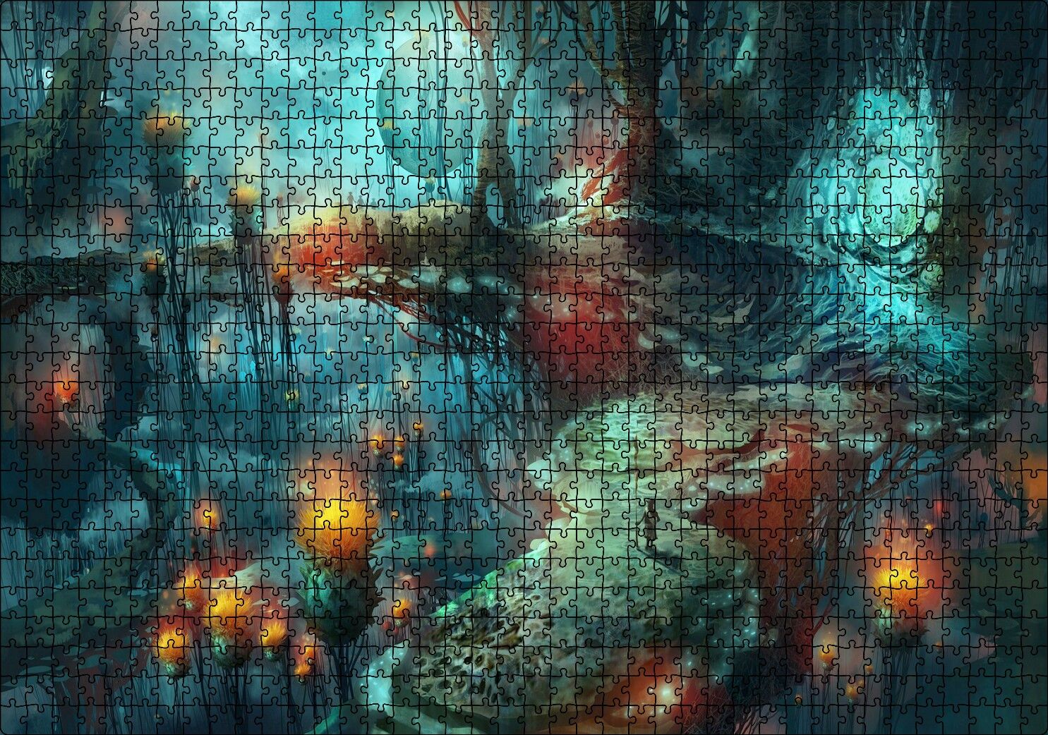 Fantezi Resim Sanatı Doğa Görseli Puzzle Yapboz MDF Ahşap 1000 Parça 49 cm X 68 cm