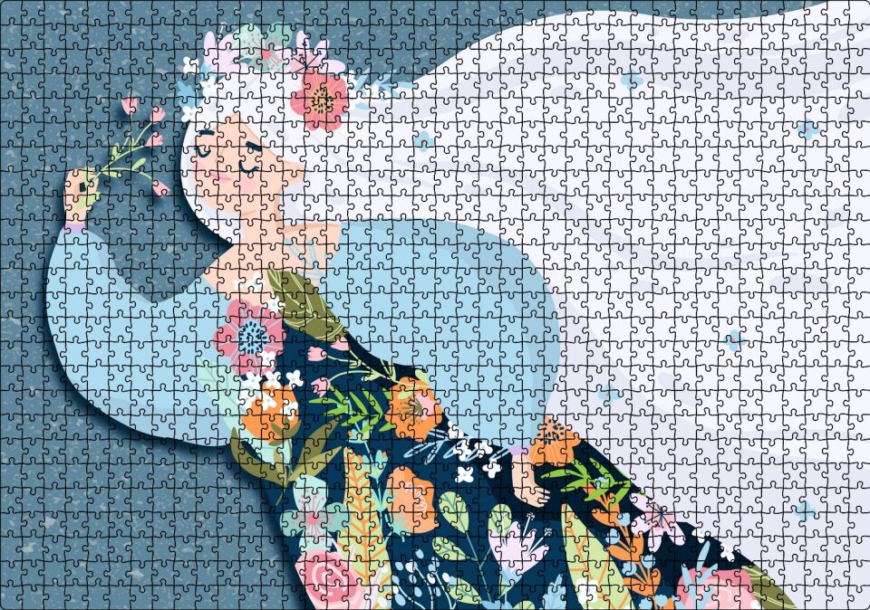 Uluslararası Kadınlar Günü Görseli Çizim Puzzle Yapboz MDF Ahşap 1000 Parça 49 cm X 68 cm