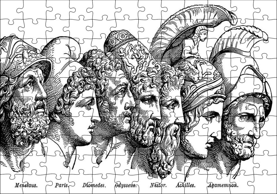 Truva Savaşı Kahramanları Puzzle Yapboz MDF Ahşap 120 Parça 24 cm X 34 cm