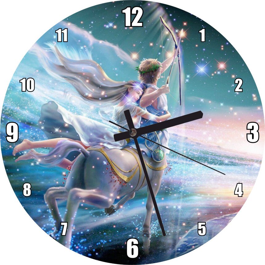 Perisi ve Yay Burcu Görseli Görseli Mdf Ahşap Duvar Saati