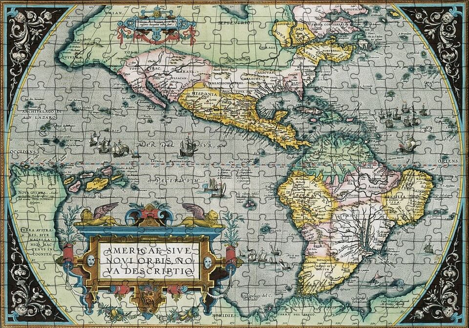 Amerikanın İlk Haritası 1570 Görsel Puzzle Yapboz MDF Ahşap 255 Parça 34 cm X 49 cm