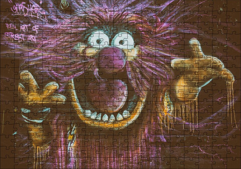 Susam Sokağı Kırpık Duvar Boyama Puzzle Yapboz MDF Ahşap 255 Parça 34 cm X 49 cm