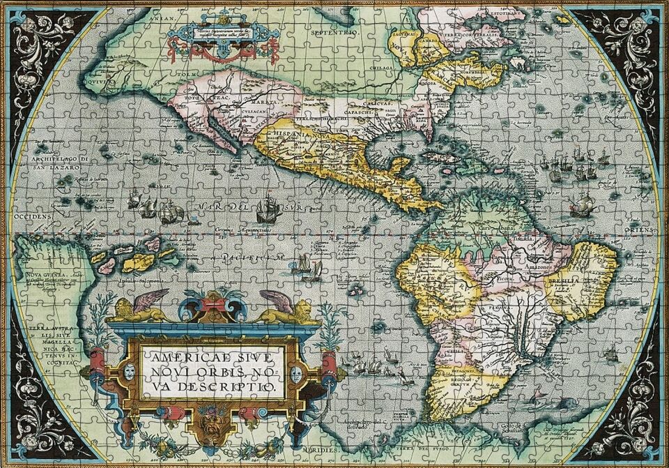 Amerikanın İlk Haritası 1570 Görsel Puzzle Yapboz MDF Ahşap 500 Parça 49 cm X 68 cm