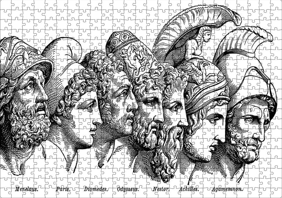 Truva Savaşı Kahramanları Puzzle Yapboz MDF Ahşap 500 Parça 49 cm X 68 cm