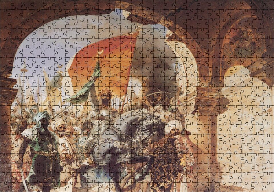 Fatih Sultan Mehmet İstanbulun Fetihi Puzzle Yapboz MDF Ahşap 500 Parça 49 cm X 68 cm