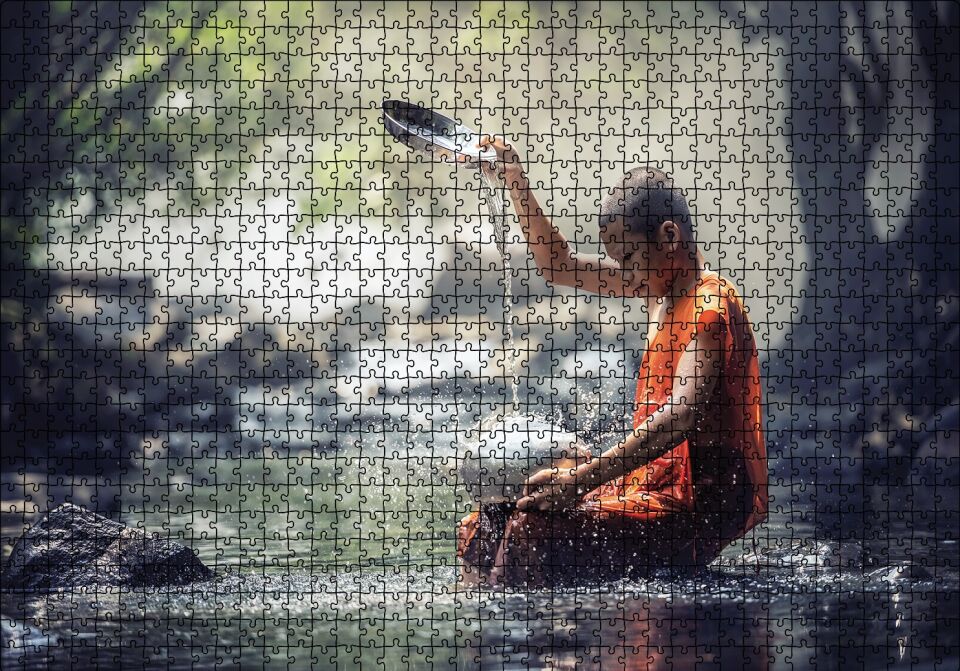 Buddhist Çocuk Puzzle Yapboz MDF Ahşap 1000 Parça 49 cm X 68 cm
