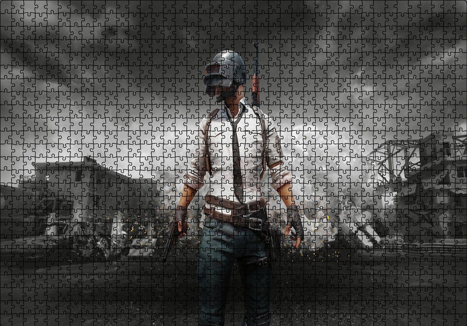 PUBG Oyuncu Cephede Puzzle Yapboz MDF Ahşap 1000 Parça 49 cm X 68 cm