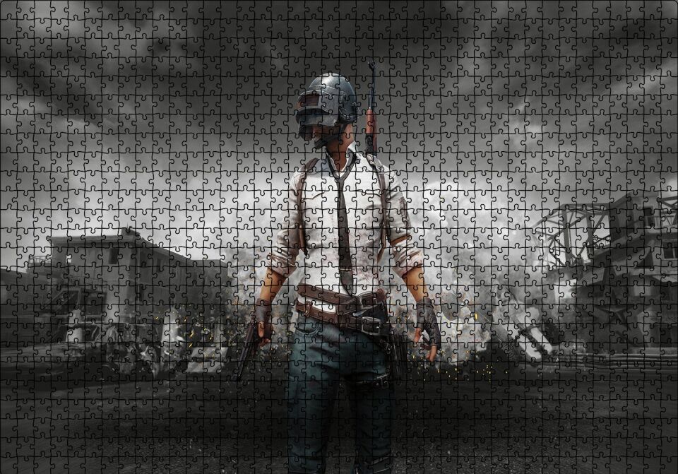 PUBG Oyuncu Cephede Puzzle Yapboz MDF Ahşap 1000 Parça 49 cm X 68 cm