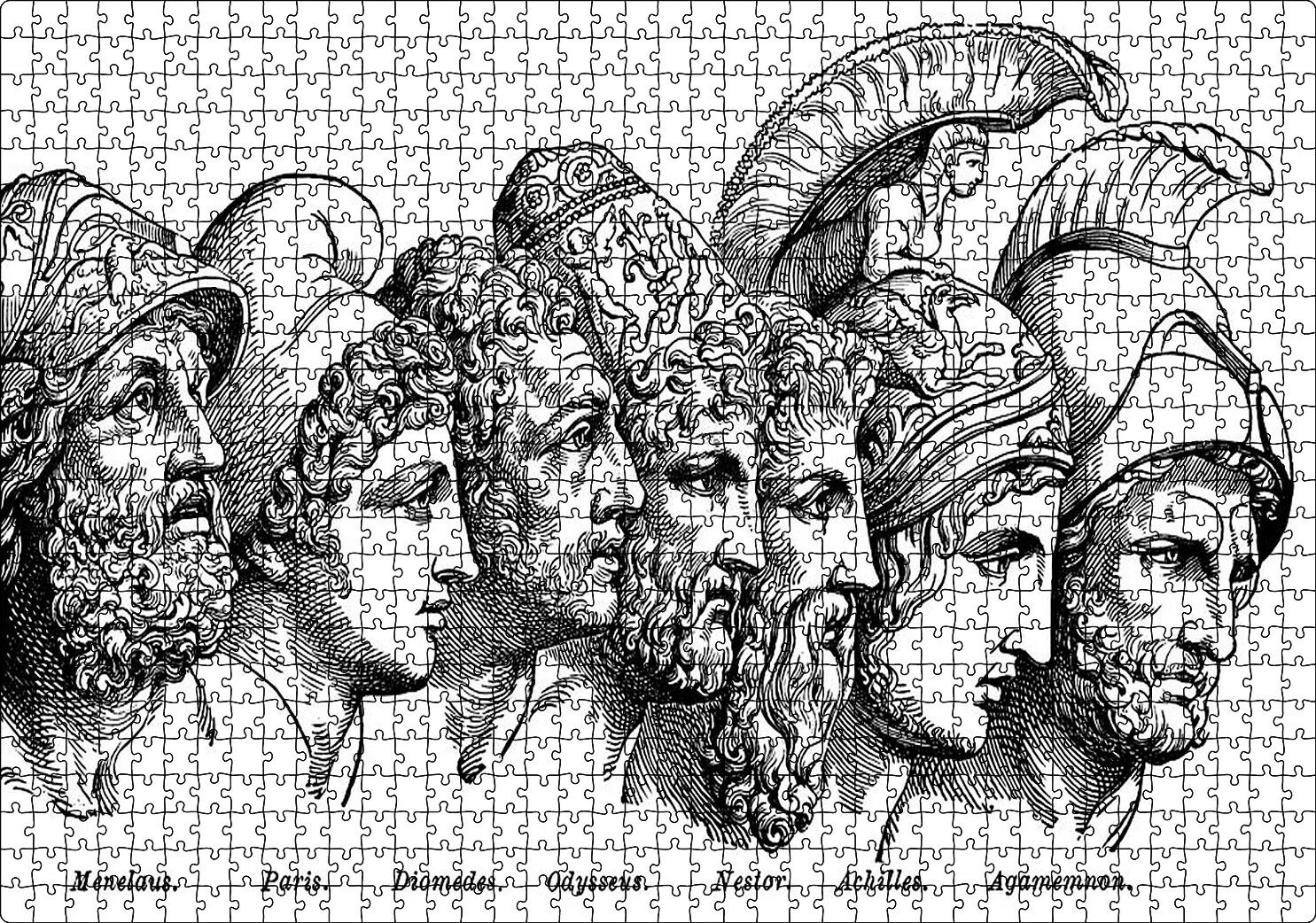 Truva Savaşı Kahramanları Puzzle Yapboz MDF Ahşap 1000 Parça 49 cm X 68 cm