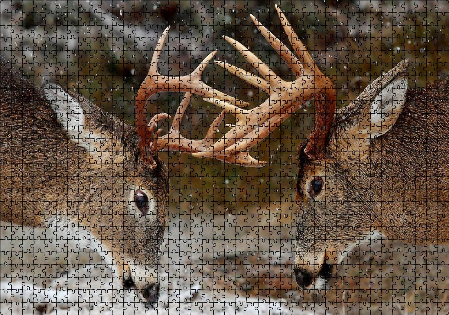 Hakimiyet Mücadelesindeki Geyikler Puzzle Yapboz MDF Ahşap 1000 Parça 49 cm X 68 cm