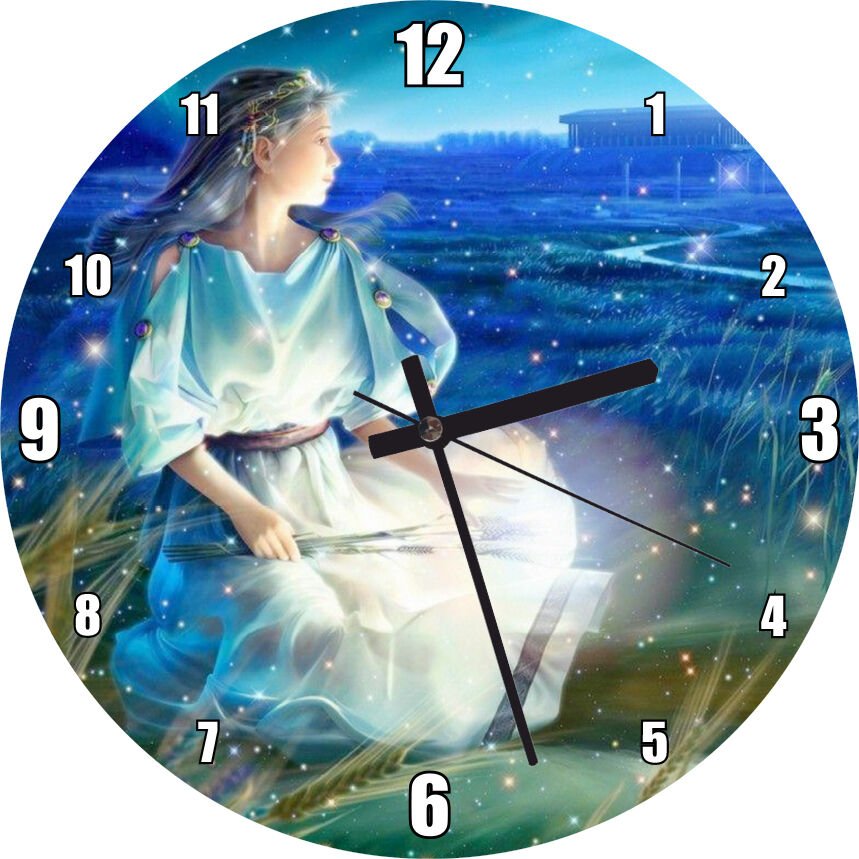 Perisi ve Buğday Başakları Görseli Mdf Ahşap Duvar Saati