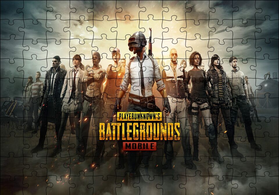 PUBG Poster Puzzle Yapboz MDF Ahşap 120 Parça 24 cm X 34 cm