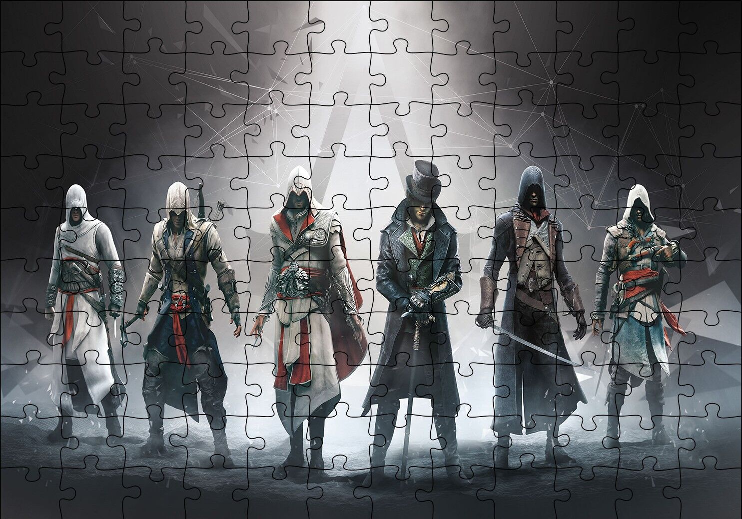 Assassins Creed Karakterler ve Kutsal Işık Puzzle Yapboz MDF Ahşap 120 Parça 24 cm X 34 cm
