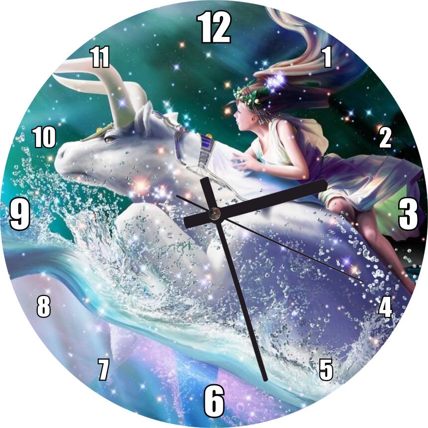 Perisi ve Boğa Burcu Görseli  Mdf Ahşap Duvar Saati