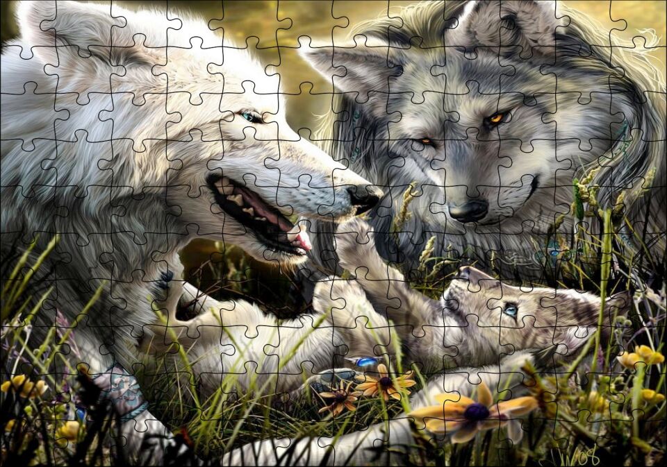 Kurt Ailesi Görseli Puzzle Yapboz MDF Ahşap