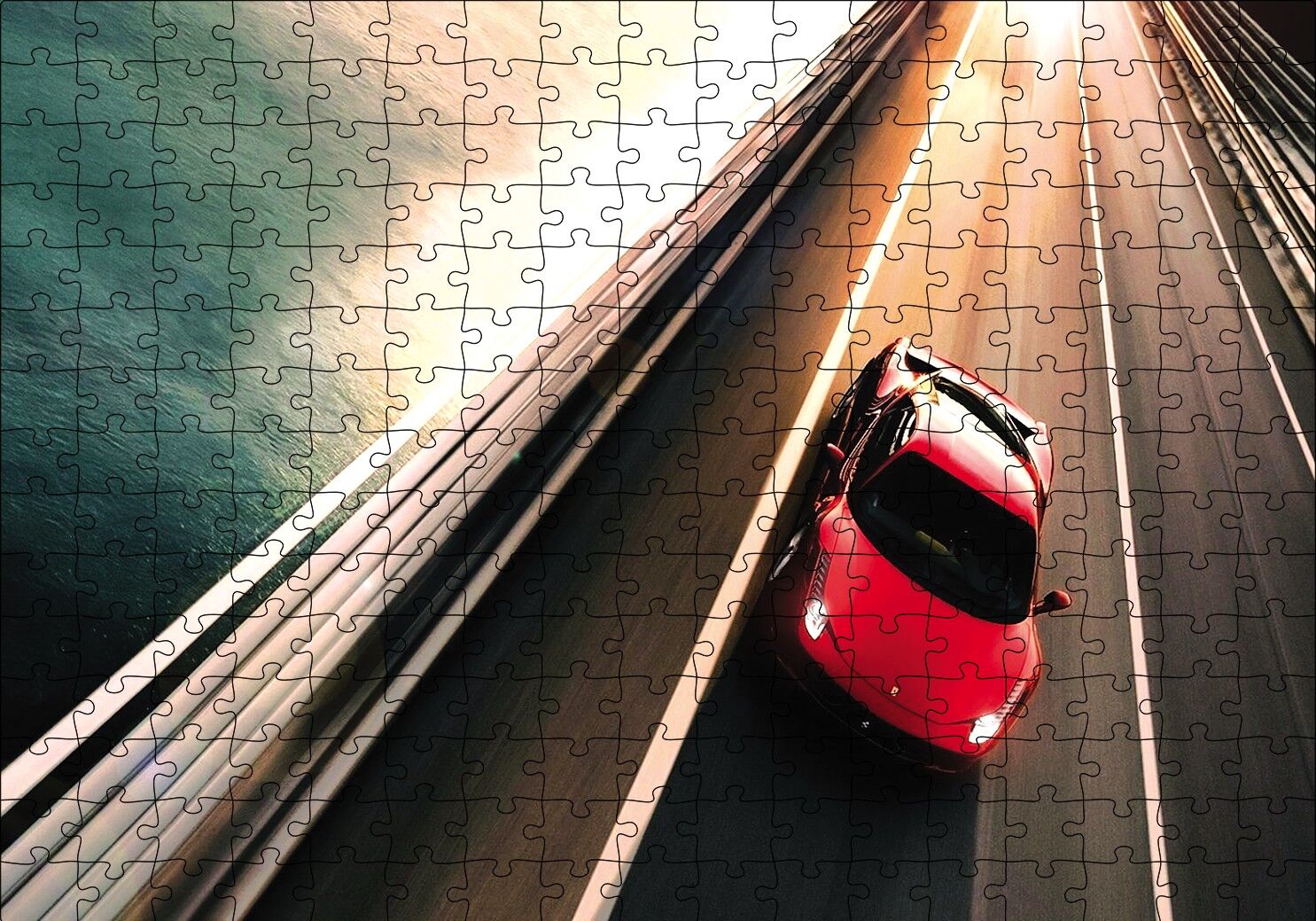 Hız Yapan Ferrari Puzzle Yapboz MDF Ahşap 255 Parça 34 cm X 49 cm