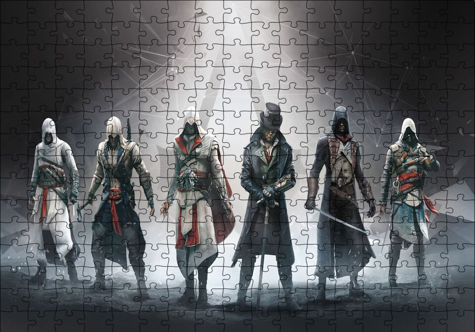 Assassins Creed Karakterler ve Kutsal Işık Puzzle Yapboz MDF Ahşap 255 Parça 34 cm X 49 cm