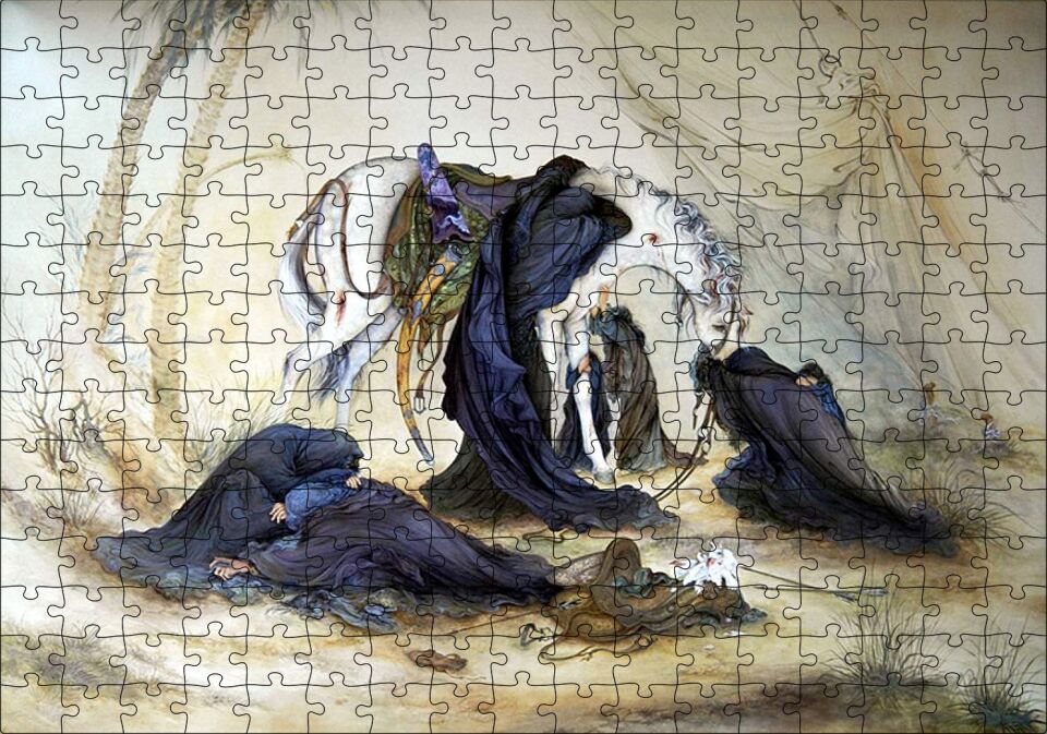 Yağlı Boya Kerbela Ağıt Resmi Puzzle Yapboz MDF Ahşap 255 Parça 34 cm X 49 cm