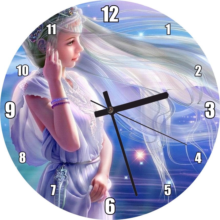 Perisi ve Arkaplanda Yıldızlar Görseli Mdf Ahşap Duvar Saati