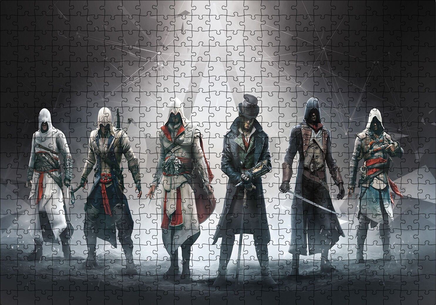 Assassins Creed Karakterler ve Kutsal Işık Puzzle Yapboz MDF Ahşap 500 Parça 49 cm X 68 cm