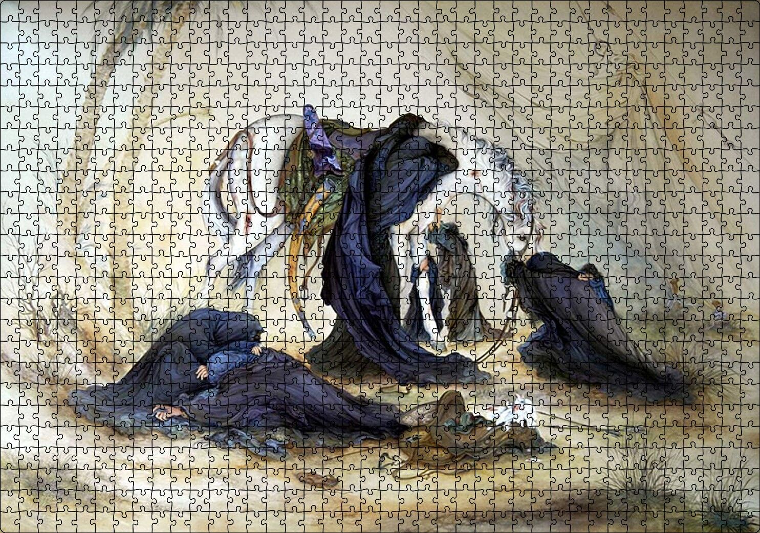 Yağlı Boya Kerbela Ağıt Resmi Puzzle Yapboz MDF Ahşap 1000 Parça 49 cm X 68 cm