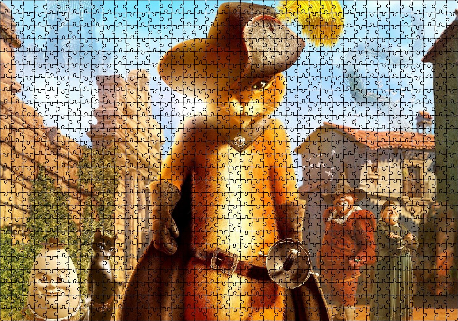 Film Çizmeli Kedi Görseli Puzzle Yapboz MDF Ahşap 1000 Parça 49 cm X 68 cm