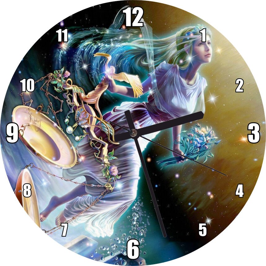 Perisi Terazi Burcu Görseli  Mdf Ahşap Duvar Saati