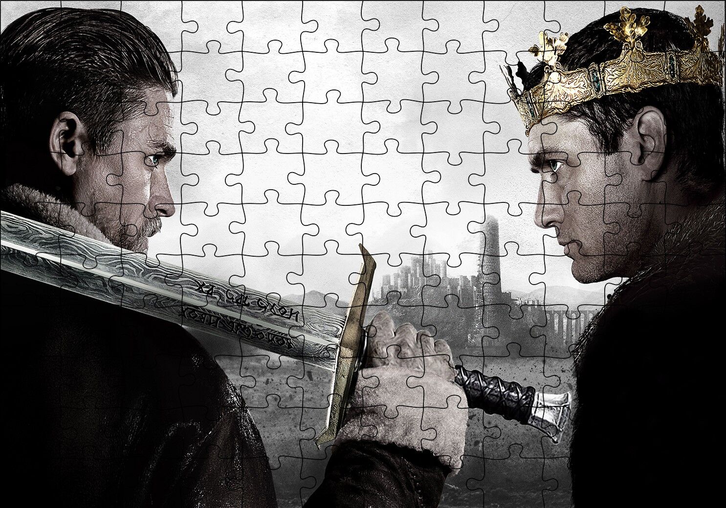 King Arthur Charlie Hunnam ve Jude Law Puzzle Yapboz MDF Ahşap 120 Parça 24 cm X 34 cm