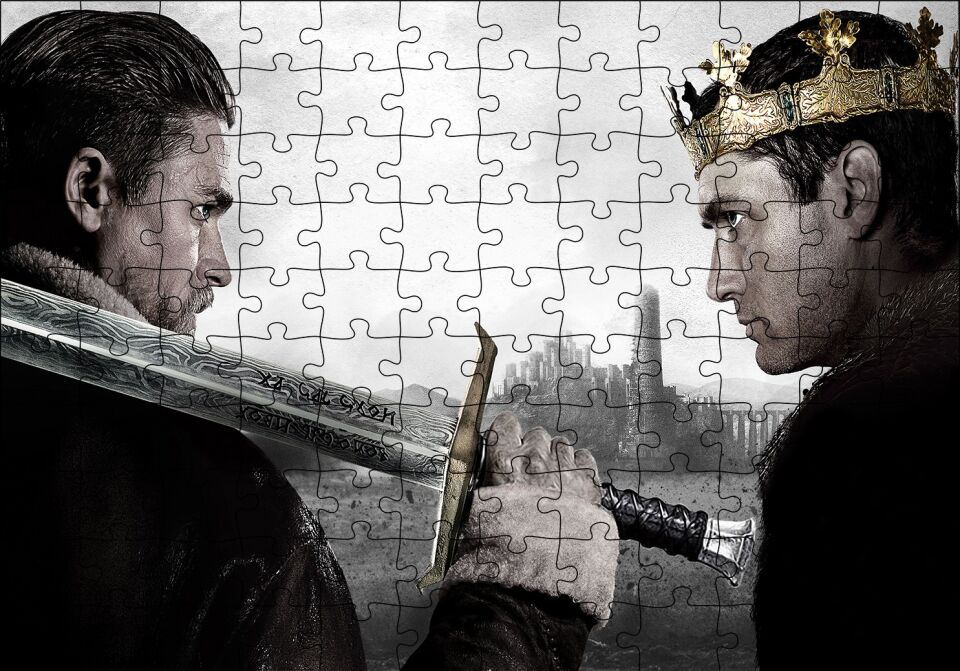 King Arthur Charlie Hunnam ve Jude Law Puzzle Yapboz MDF Ahşap 120 Parça 24 cm X 34 cm