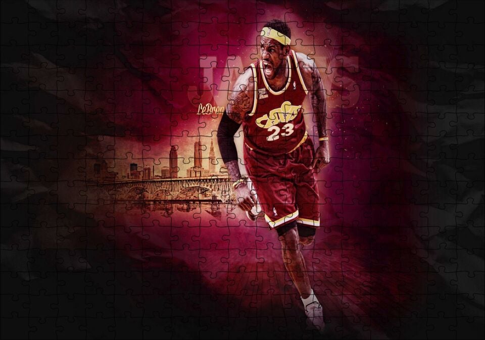 Lebron James Cleveland 23 Numaralı Formalı Puzzle Yapboz MDF Ahşap 255 Parça 34 cm X 49 cm