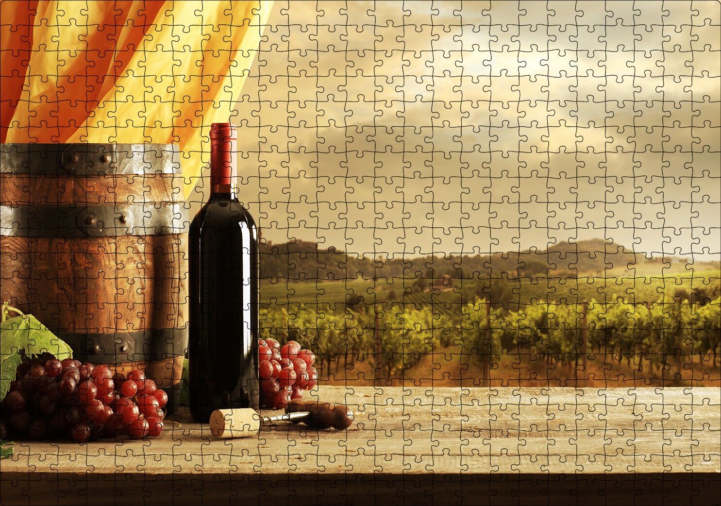 Şarap Üzüm Bağı Görseli Puzzle Yapboz MDF Ahşap 500 Parça 49 cm X 68 cm